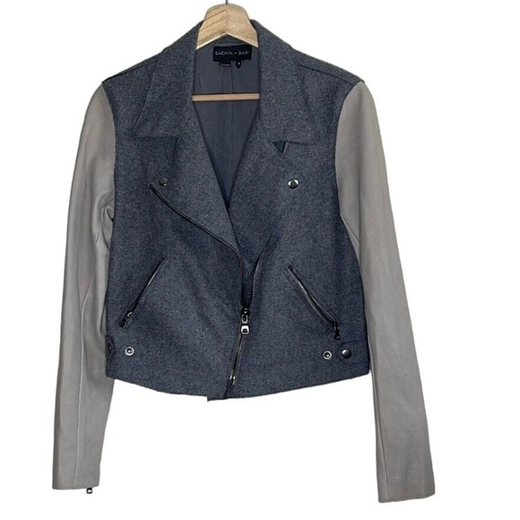 SACHIN+ BABI Jackets & Blazers - SACHIN & BABI WOOL AND LEATHER MOTO JACKET SIZE 6